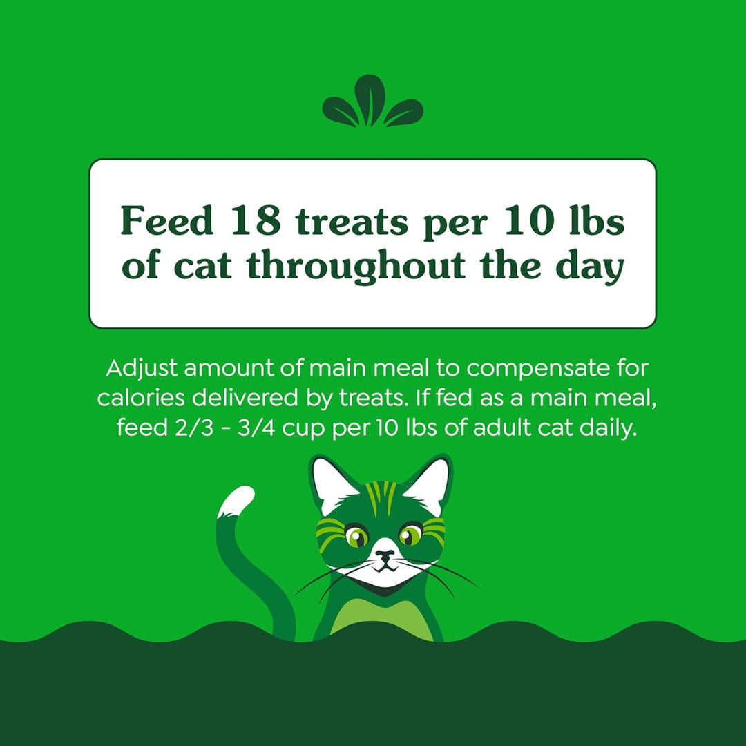 Cat treat label with feeding instructions. Greenies Feline Smartbites Healthy Indoor Cat Treats, Tuna Flavor