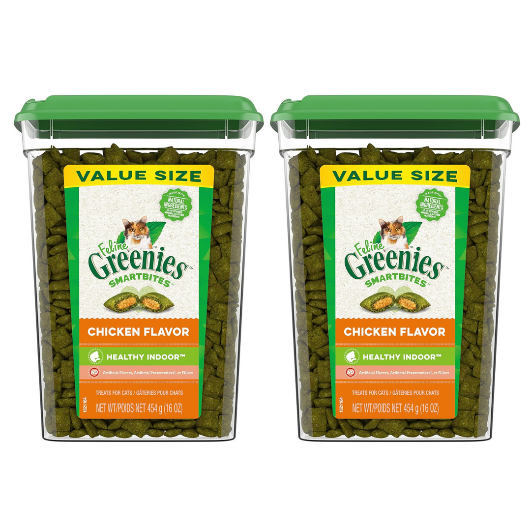 Greenies Feline Smartbites Healthy Indoor Cat Treats, Chicken Flavor- 2 PACK