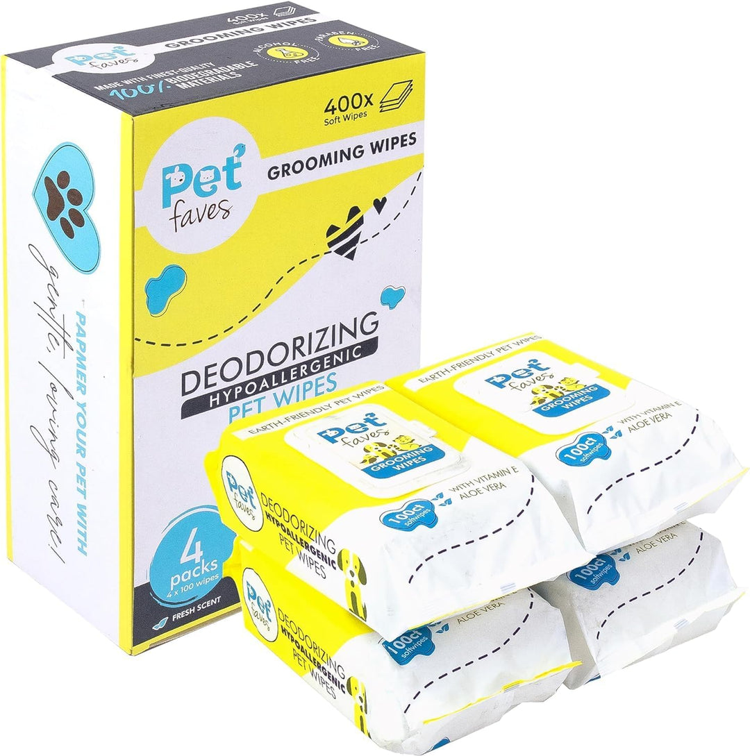 Biodegradable & Hypoallergenic Grooming Wipes for Dogs and Cats