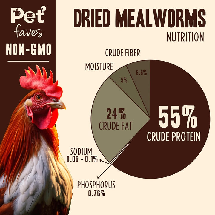 Premium Dried Mealworms - Non-GMO Treats, 5 Lb