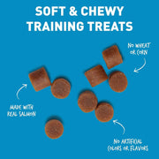 (3 Pack) Cloud Star Tricky Trainers Soft & Chewy Training Treats for Dog. Low Calorie. Salmon 14 oz, with 10ct Pet Wipes