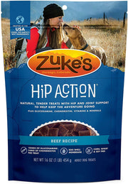 3 Pack Zuke Hip Action Hip & Joint Support Treats for Dogs 3 Flavor: (1) Roasted Beef Recipe, (1) Fresh Peanut Butter Formula, and (1) Roasted Chicken Recipe (16oz Each) with 10ct Wipes