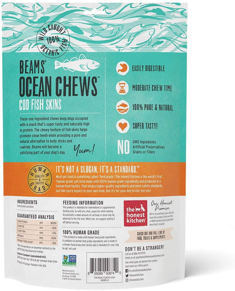 (3 Pack) The Honest Kitchen Cod Ocean Chews Grain Free Dog Chew Treats – Natural Human Grade Dehydrated Fish Skins (5.5 oz Each) with 10ct Pet Faves Wipes