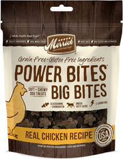 (4 Pack) Merrick Power Bites - Big Bites Real Chicken and Beef Recipe Dog Treat, 6Oz with 10ct Pet Wipes