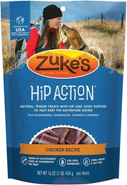 3 Pack Zuke Hip Action Hip & Joint Support Treats for Dogs 3 Flavor: (1) Roasted Beef Recipe, (1) Fresh Peanut Butter Formula, and (1) Roasted Chicken Recipe (16oz Each) with 10ct Wipes