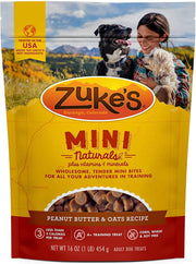 (3 Pack) Zuke Mini Naturals - Chicken, Beef , Peanut Butter - 16oz Each with 10ct Pet Wipes