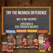 (4 Pack) Merrick Power Bites - Big Bites Real Chicken and Beef Recipe Dog Treat, 6Oz with 10ct Pet Wipes