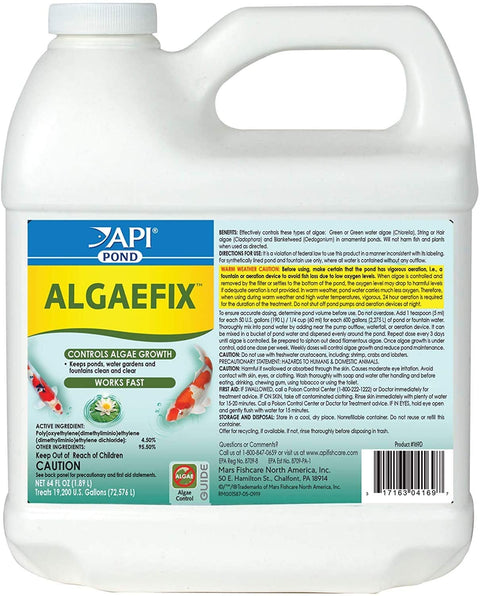 API Pond ALGAEFIX Algae Control 64oz Bottle with Bottle Pump and 10ct Pet Wipes