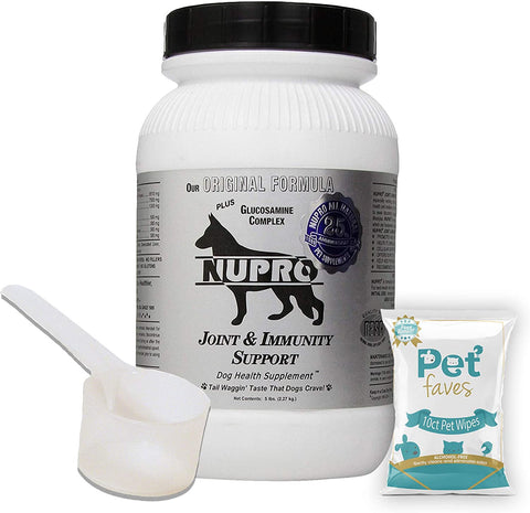 Nutri-Pet Research Nupro Silver for Dogs Hip and Joint Supplement for Dog 5LB with 10ct Pet Wipes