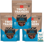 (3 Pack) Cloud Star Tricky Trainers Soft & Chewy Training Treats for Dog. Low Calorie. Salmon 14 oz, with 10ct Pet Wipes