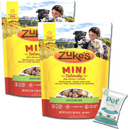 (2 Pack) Zuke Mini Naturals Dog Treats Duck Flavor 16 oz (1 Lb) with 10ct Pet Wipes