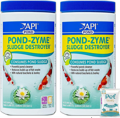 (2 Pack) API Pond-Zyme Sludge Destroyer Pond Cleaner 16oz with 10ct Pet Wipes