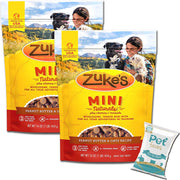(2 Pack) Zuke Mini Naturals Dog Treats Peanut Butter 16 oz (1 Lb) - Zukes Soft & Chewy Training Treats - with 10ct Wipes
