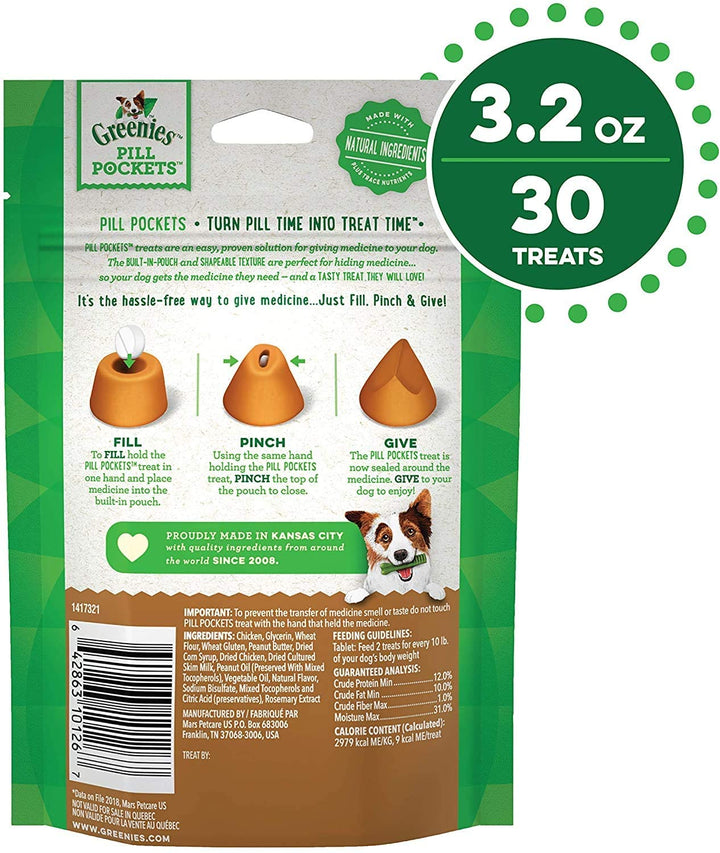 GREENIES Pill Pockets for Dogs Variety Pack(3.2 oz. each)  - Chicken, Hickory Smoke, Peanut Butter & Cheese Flavor