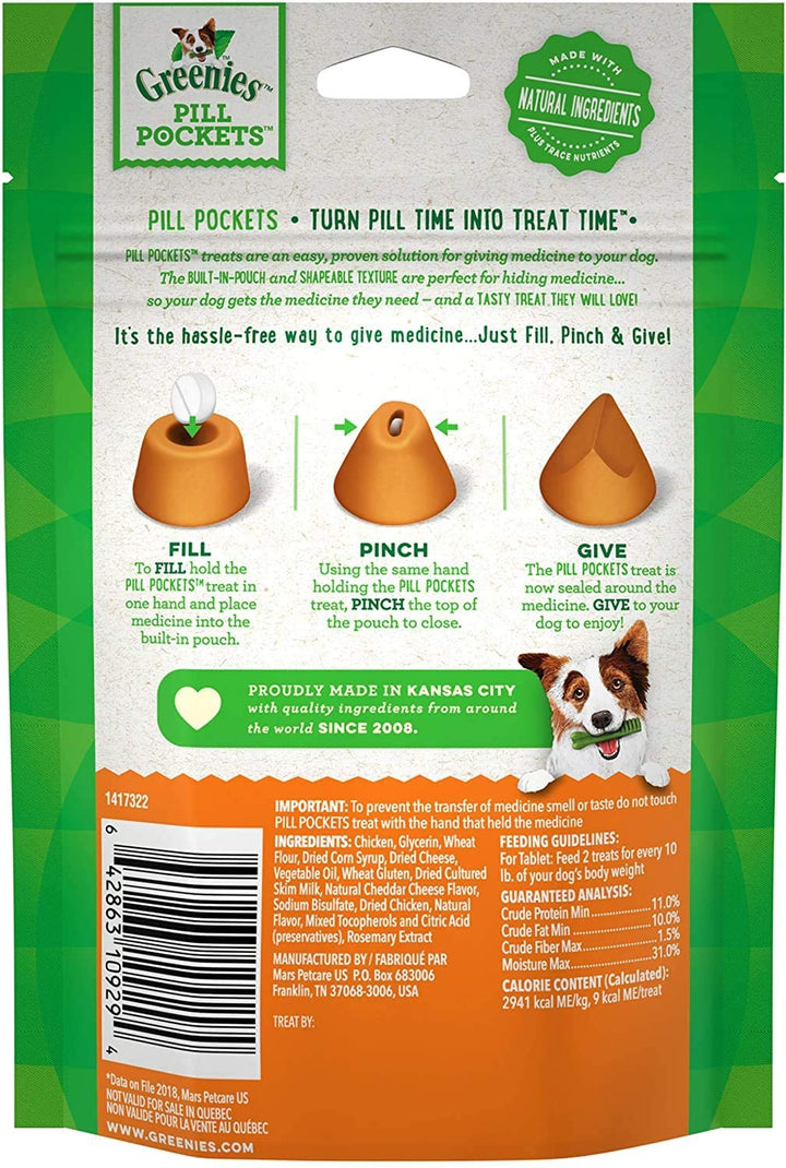GREENIES Pill Pockets for Dogs Variety Pack(3.2 oz. each)  - Chicken, Hickory Smoke, Peanut Butter & Cheese Flavor